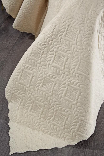 Ultrasonik Kapitoneli Elite Çift Kişilik Yatak Örtüsü Bej - Resim 2