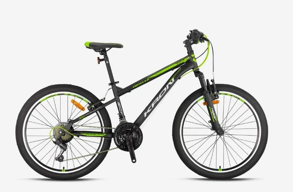 Kron VORTEX 4.0 24 Jant 21 Vites V-Fren Çelik Çocuk Bisikleti Siyah Yeşil Kron Vitesli Bisiklet - Resim 2