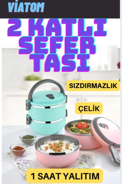 Yemek Sefer Tası 2 Katlı Sızdırmaz Yemek Termosu ürün görseli
