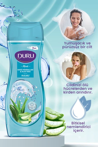 Duru Moods Deniz Mineralleri & Aloe Vera Duş Jeli Duş Lifi Ile Birlikte 4x450ml - 3