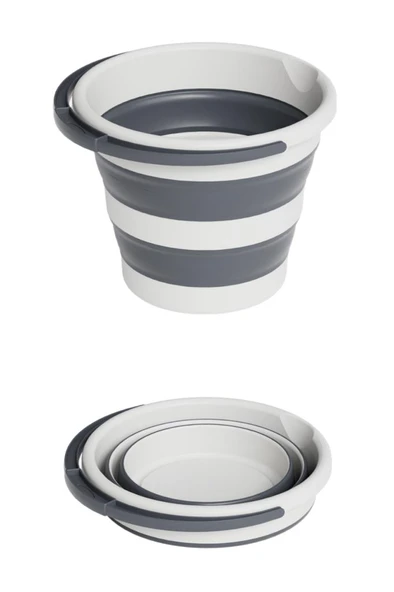 Katlanır Bebek Banyo Su Kovası, Saplı Oluklu Akordiyon Çok Amaçlı Kova Sepet 10 lt - Resim 4