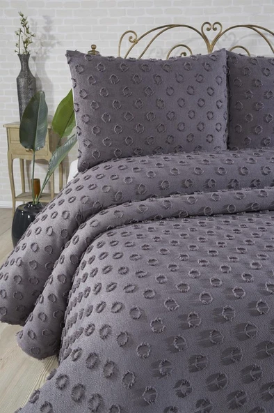 Çeyiz Diyarı Konik 3 Parça Çift Kişilik Pike Takımı Antrasit - Resim 2