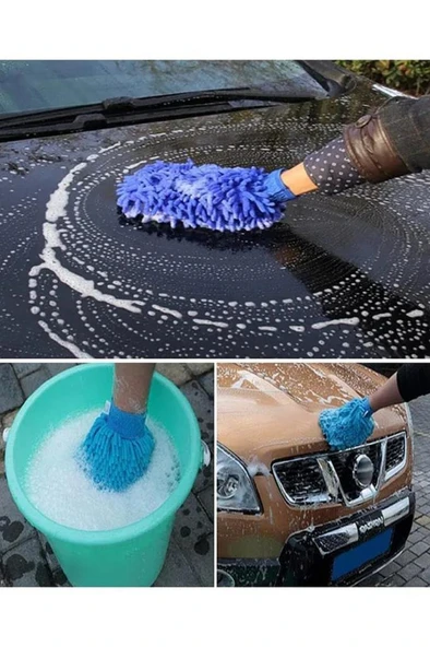 Mikrofiber Araç Yıkama Eldiveni Çizmez Oto Motorsiklet Bakım Süngeri Araba Temizleme Bezi Mop Havlu - Resim 6