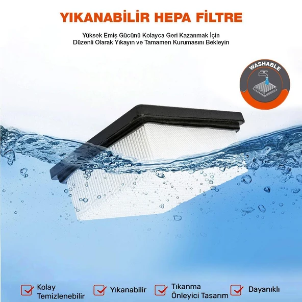 WORX WA6078 WX031 Şarjlı Süpürge İçin Yedek HEPA Filtre - Resim 3