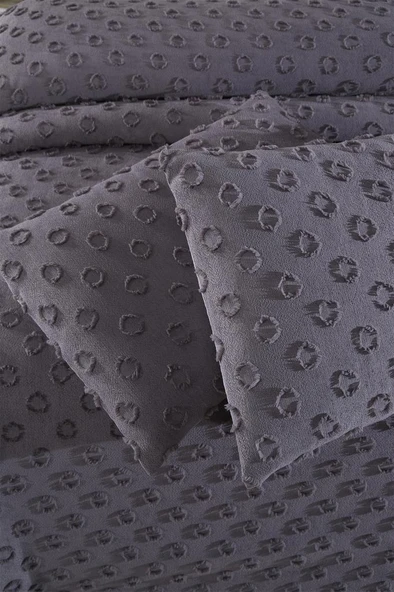 Çeyiz Diyarı Konik 3 Parça Çift Kişilik Pike Takımı Antrasit - Resim 6