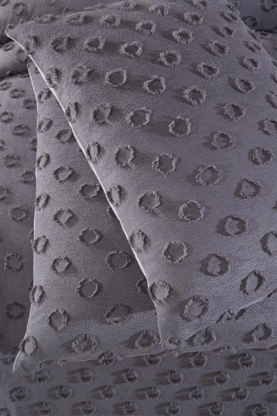 Çeyiz Diyarı Konik 3 Parça Çift Kişilik Pike Takımı Antrasit - Resim 5