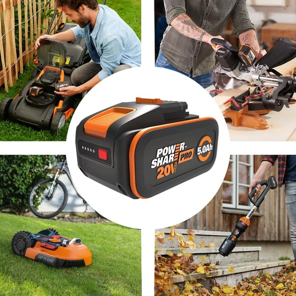 WORX WA3645 20Volt 5.0Ah Li-ion PowerShare Pro Yedek Akü - Resim 3