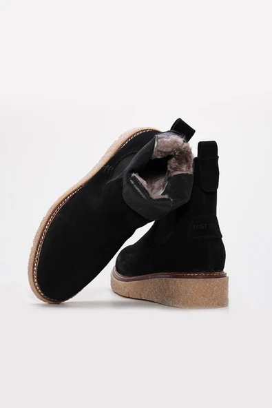 Hakiki Deri Kürklü  Kadın Klasik Bot 657KZA2501 - Resim 4