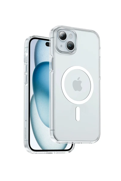 Fuchsia iPhone 15 Pro Max Uyumlu Manyetik Şarj Uyumlu Non-Yellow Şeffaf Kılıf ürün görseli 1