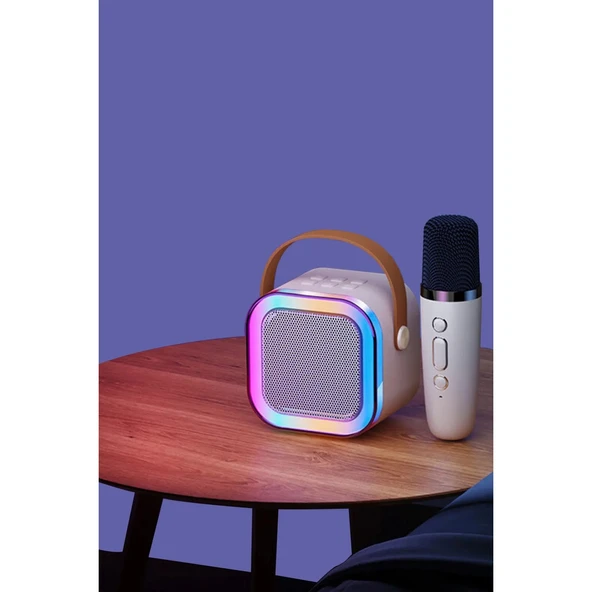 K12 Taşınabilir Kablosuz Mikrofonlu Karaoke Mini Bluetooth Hoparlör - 2
