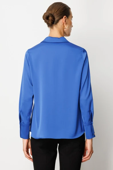 Önü Düğmeli Saten Gömlek Ekol - 9