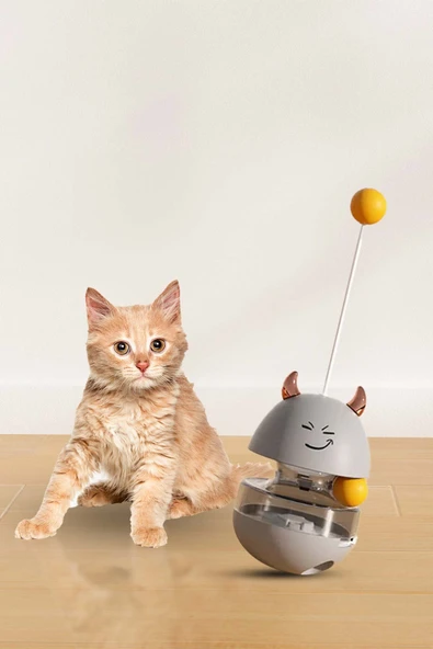 İnteraktif Gıda Dağıtıcı Oyuncak Tumbler Cat Oyuncak Topu Atıştırmalık Dağıtıcı İkili döner toplar - 2
