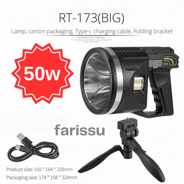 Everton RT-173 50 Watt Güçlü El Feneri - 2 KM Menzil - 7