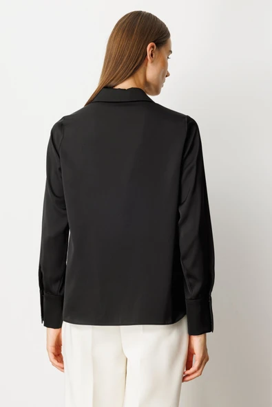 Önü Düğmeli Saten Gömlek Ekol - 6