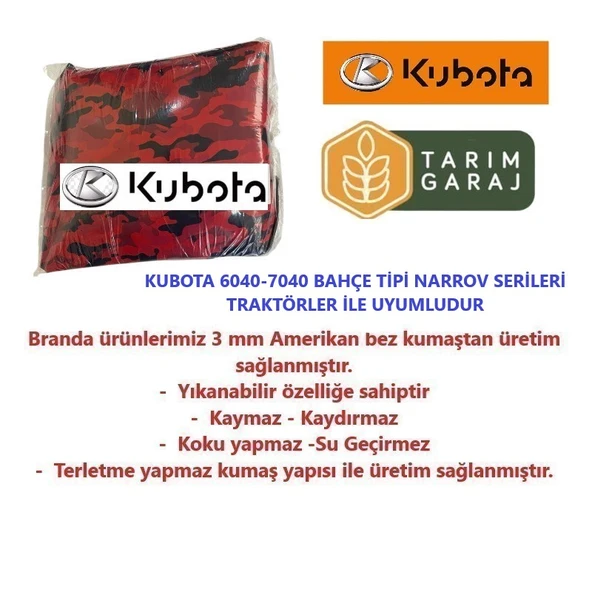 Kubota 6040-7040 Bahçe Narrov Traktör Kaporta Branda ve Koltuk Kılıfı Seti - 3