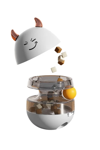 İnteraktif Gıda Dağıtıcı Oyuncak Tumbler Cat Oyuncak Topu Atıştırmalık Dağıtıcı İkili döner toplar - 7