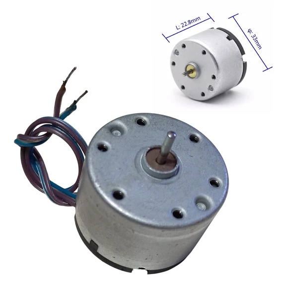 30cm Kablo Lehimli 6V DC Motor Hobi Oyuncak Elektrik Deney Motoru - Resim 3