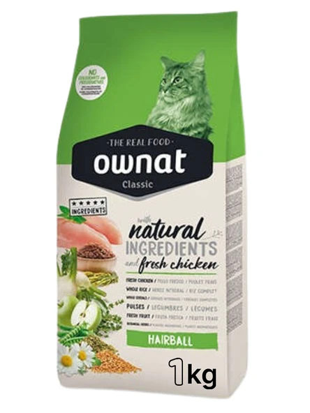 Ownat Hairball Açık Tavuklu 1 Kg Kedi Maması