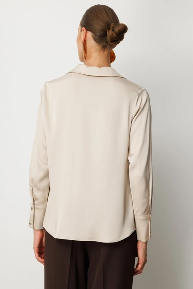 Önü Düğmeli Saten Gömlek Ekol - 3