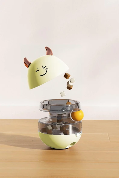 İnteraktif Gıda Dağıtıcı Oyuncak Tumbler Cat Oyuncak Topu Atıştırmalık Dağıtıcı İkili döner toplar - 10