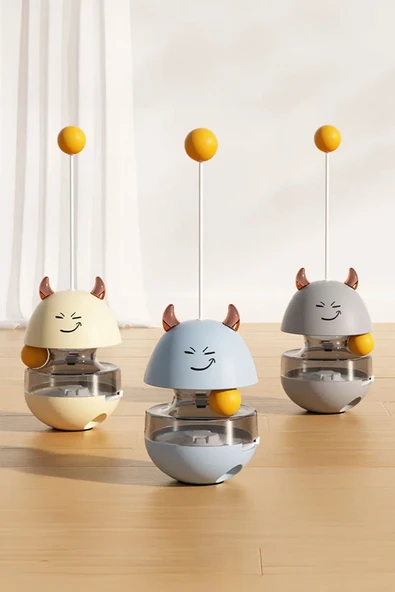 İnteraktif Gıda Dağıtıcı Oyuncak Tumbler Cat Oyuncak Topu Atıştırmalık Dağıtıcı İkili döner toplar - 5