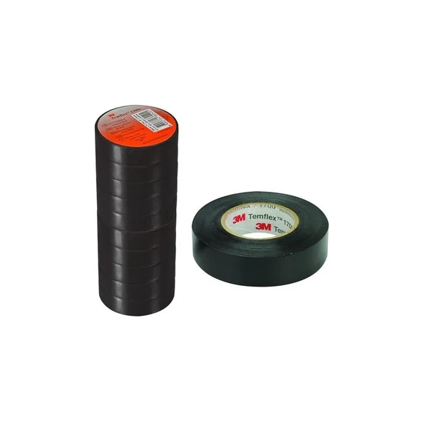 Temflex 1300E Siyah 10'lu Paket Pvc Izole Bant 0.13X19X0.13MM ürün görseli