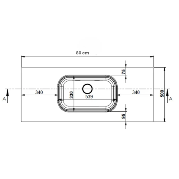 Real Stone Pure Etajerli 80x50 Siyah Granit Banyo Lavabosu - 2