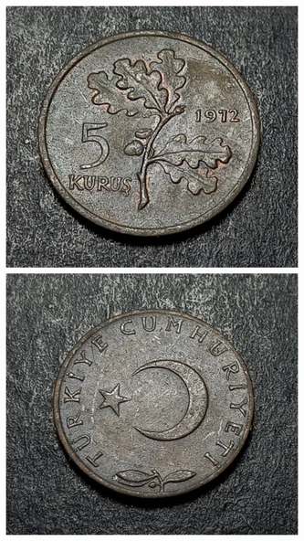 Escoines 399636873422b4da79 1972 Bronz 5Kuruş Para ürün görseli 1