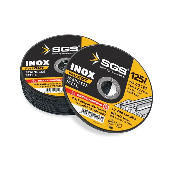 SGS INOX KESİCİ 125MM x 1.0MM x 22MM SGS2153 (10 Adet) ürün görseli