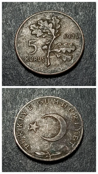 Escoines 399636873439c03498 5 Kuruş 1971 Bronz Para ürün görseli 1