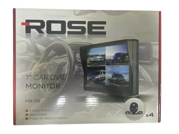 ROSE MR-08 7” EKRANLI 4 KAMERALI ARAÇ DVR SETİ - 4 KANAL FOKSİYON - KAYIT ÖZELLİĞİ - 3