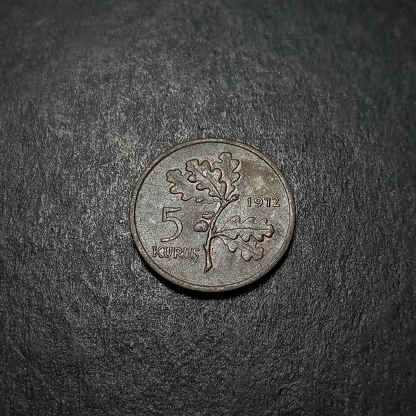 Escoines 399636873422b4da79 1972 Bronz 5Kuruş Para - Resim 4