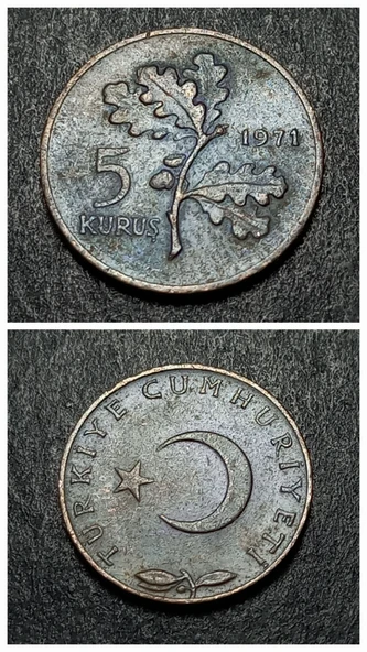 Escoines 3996368734321a6e5c 1971 Bronz 5 Kuruş Para