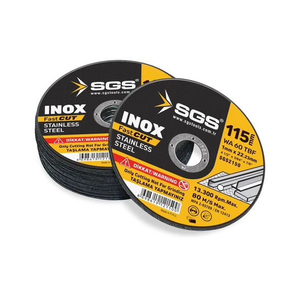SGS INOX KESİCİ 115MM x 1.0MM x 22MM SGS2150 (10 Adet) ürün görseli