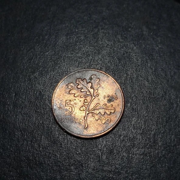 Escoines Koleksiyon 39963687341c6d7194 1974 Bronz 5Kuruş Para - Resim 4