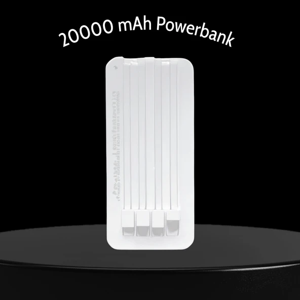 Plentiful 20000 mAh Powerbank 4 in 1. Kendinden Çoklu Kablo Girişli Beyaz - 1