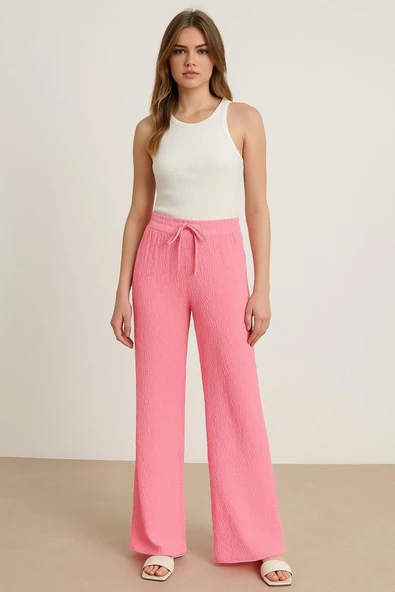 Kadın Beli Lastikli Pol Paça Pantolon - Resim 2