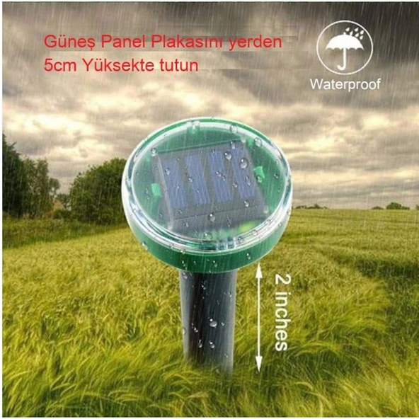 4 Adet Solar Güneş Enerjili Akrep,Köstebek,Yılan Fare Kovucu 750-1000 M2 Etkili Yuvarlak - Resim 11