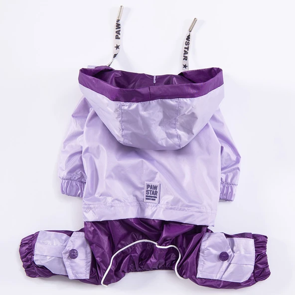 Pawstar BiColor Lila-Mor Polarlı Su Geçirmez Küçük Irk Köpek Yağmurluk Tulum - Resim 4