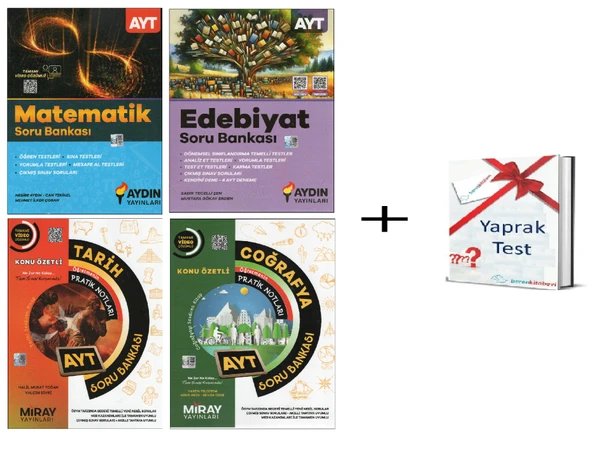 Aydın Yayınları AYT Edebiyat +  Matematik +Miray Coğrafya+ Tarih Soru Bankası+Hediye (4 Kitap)
