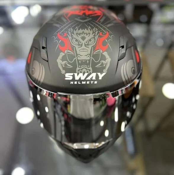 Sway 820 Full Face Aynalı Vizör Kapalı Motosiklet Kaskı L Beden Xamuraı - Resim 2