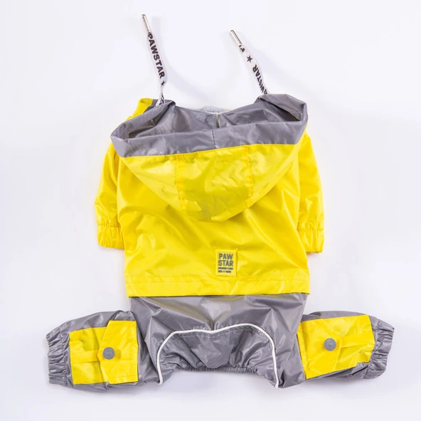 Pawstar BiColor Sarı-Gri Polarlı Su Geçirmez Küçük Irk Köpek Yağmurluk Tulum - Resim 4