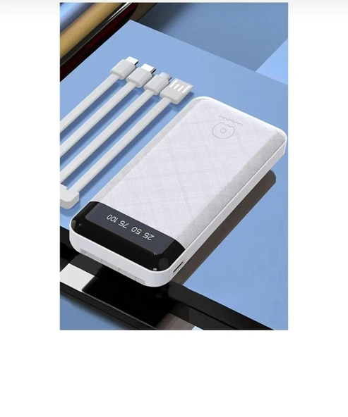 Plentiful 20000 mAh Powerbank 4 in 1. Kendinden Çoklu Kablo Girişli Beyaz - 2