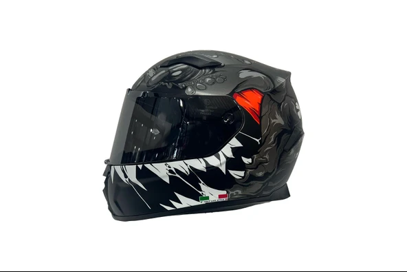 Sway 820 Full Face Aynalı Vizör Kapalı Motosiklet Kaskı 2XL Beden Monster Model - Resim 3