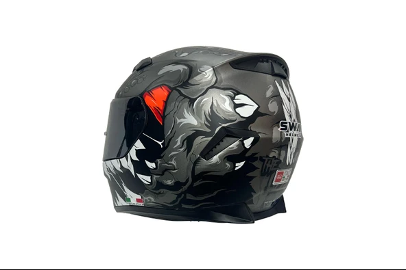 Sway 820 Full Face Aynalı Vizör Kapalı Motosiklet Kaskı M Beden Monster Model - Resim 6