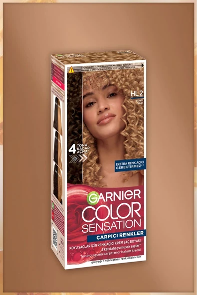 Garnier Çarpıcı Renkler HL2 Koyu Sarı Koyu Saçlar için Renk Açıcı Krem Saç Boyası - Resim 2