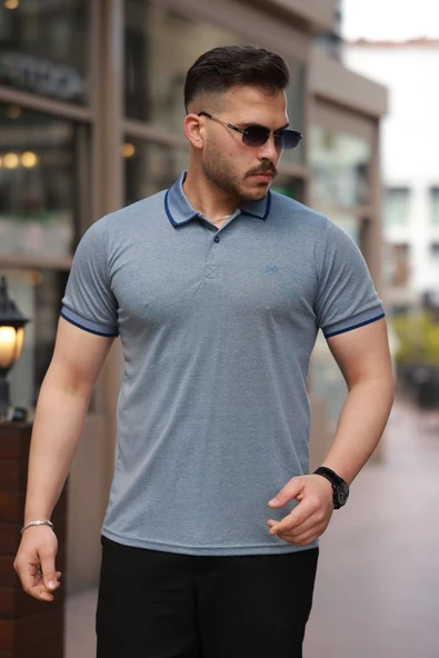 Erkek Yakalı Kagi Kumaş Kısa Kollu T-shirt ürün görseli