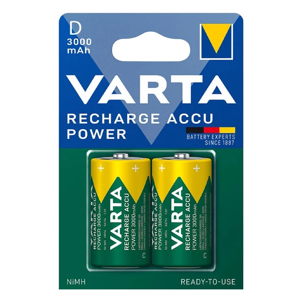 Varta 1.2 Volt - 3000 mAh Ni-MH Büyük D Boy Şarjlı Pil ürün görseli