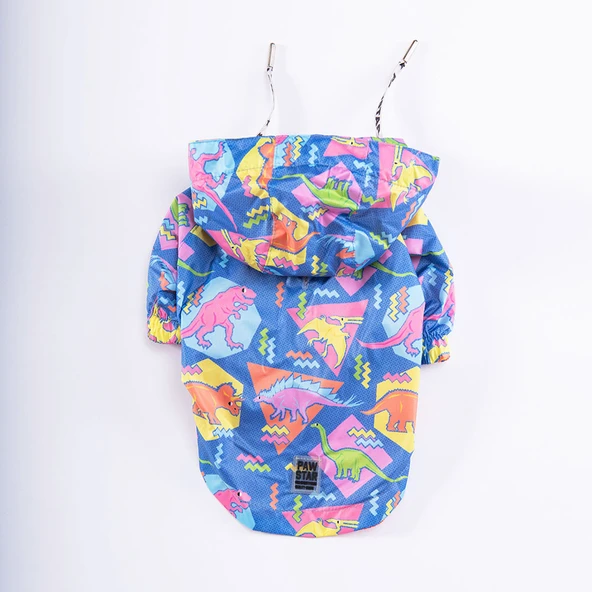 Pawstar Dinosaurum Fileli Su Geçirmez Küçük Irk Köpek Yağmurluğu - Resim 3