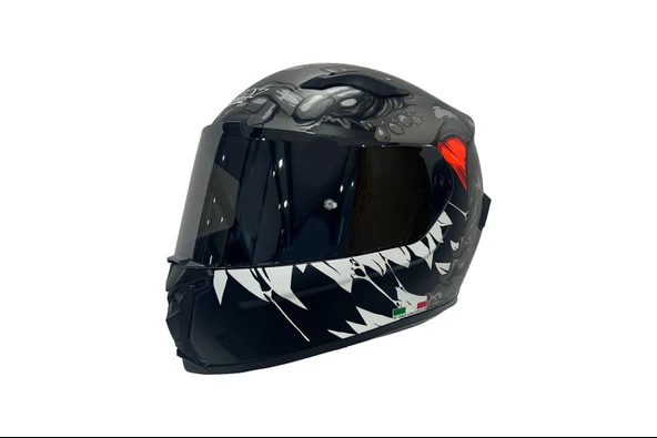 Sway 820 Full Face Aynalı Vizör Kapalı Motosiklet Kaskı M Beden Monster Model - Resim 4